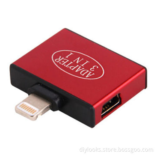 Refurbished 3-in-1 30-pin/Micro 5-pin/Mini USB to 8-pin Adapter for iPhone 5/iPad Mini